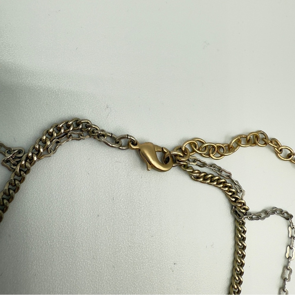 Gold Triangle Pendant Two-Tone Chain Necklace - Picture 6 of 10